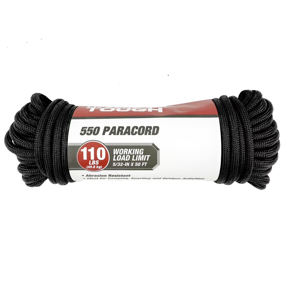 Paracord 550 Feet - 5/32 Inch 550 Paracord Black 50